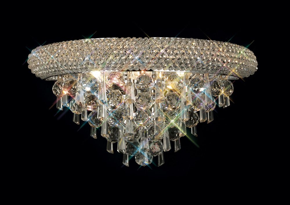 Diyas Alexandra 3 Light Medium Wall Light in Polished Chrome with Crystal