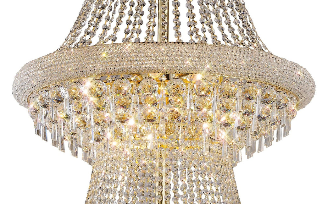 Diyas Alexandra 37 Light 3 Tier Crystal Chandelier in Gold with Crystal