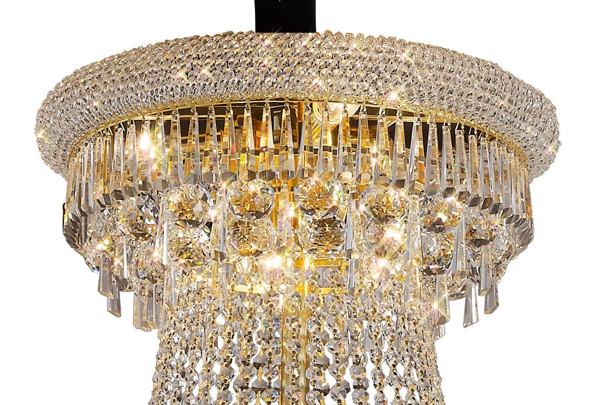 Diyas Alexandra 37 Light 3 Tier Crystal Chandelier in Gold with Crystal