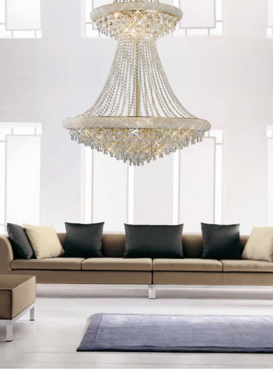 Diyas Alexandra 37 Light 3 Tier Crystal Chandelier in Gold with Crystal