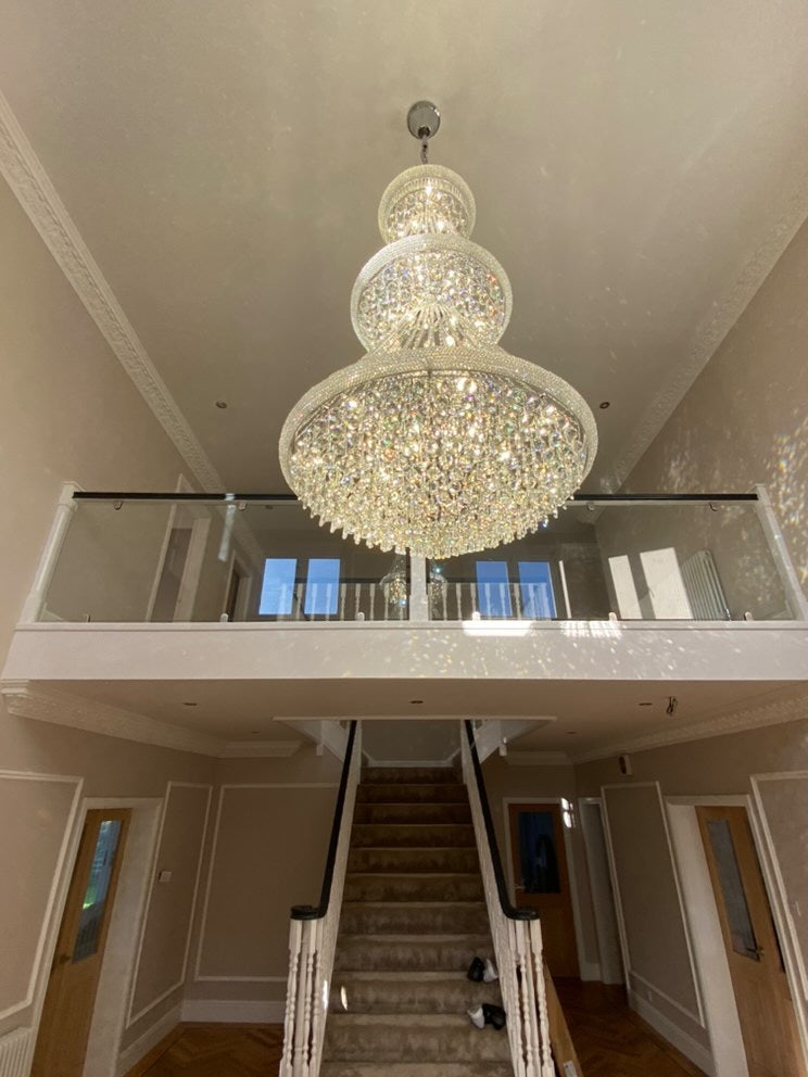 Diyas Alexandra 37 Light 3 Tier Pendant Light in Polished Chrome with Crystal