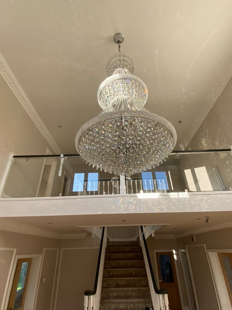 Diyas Alexandra 37 Light 3 Tier Pendant Light in Polished Chrome with Crystal
