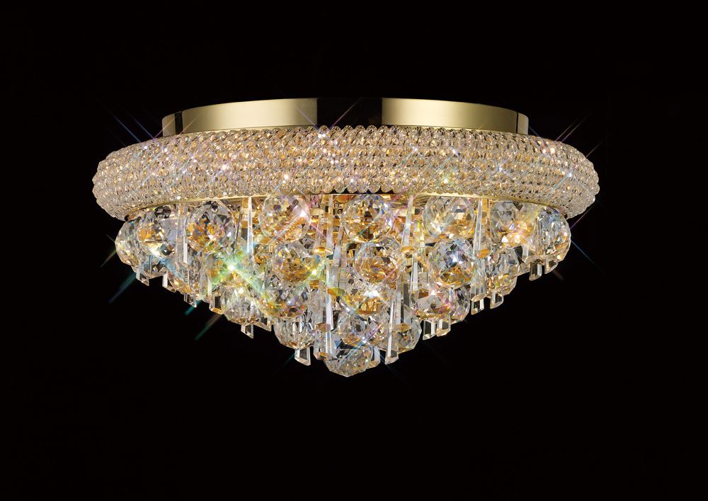 Diyas Alexandra 6 Light Ceiling Light in Gold with Crystal