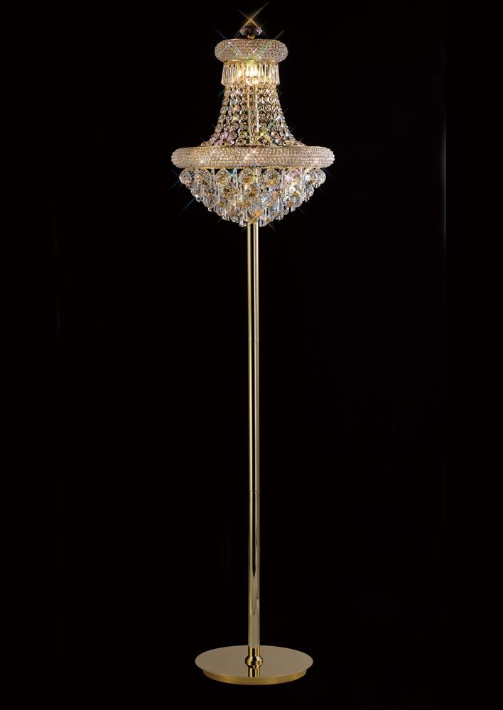 Diyas Alexandra 6 Light Floor Lamp in Gold with Crystal