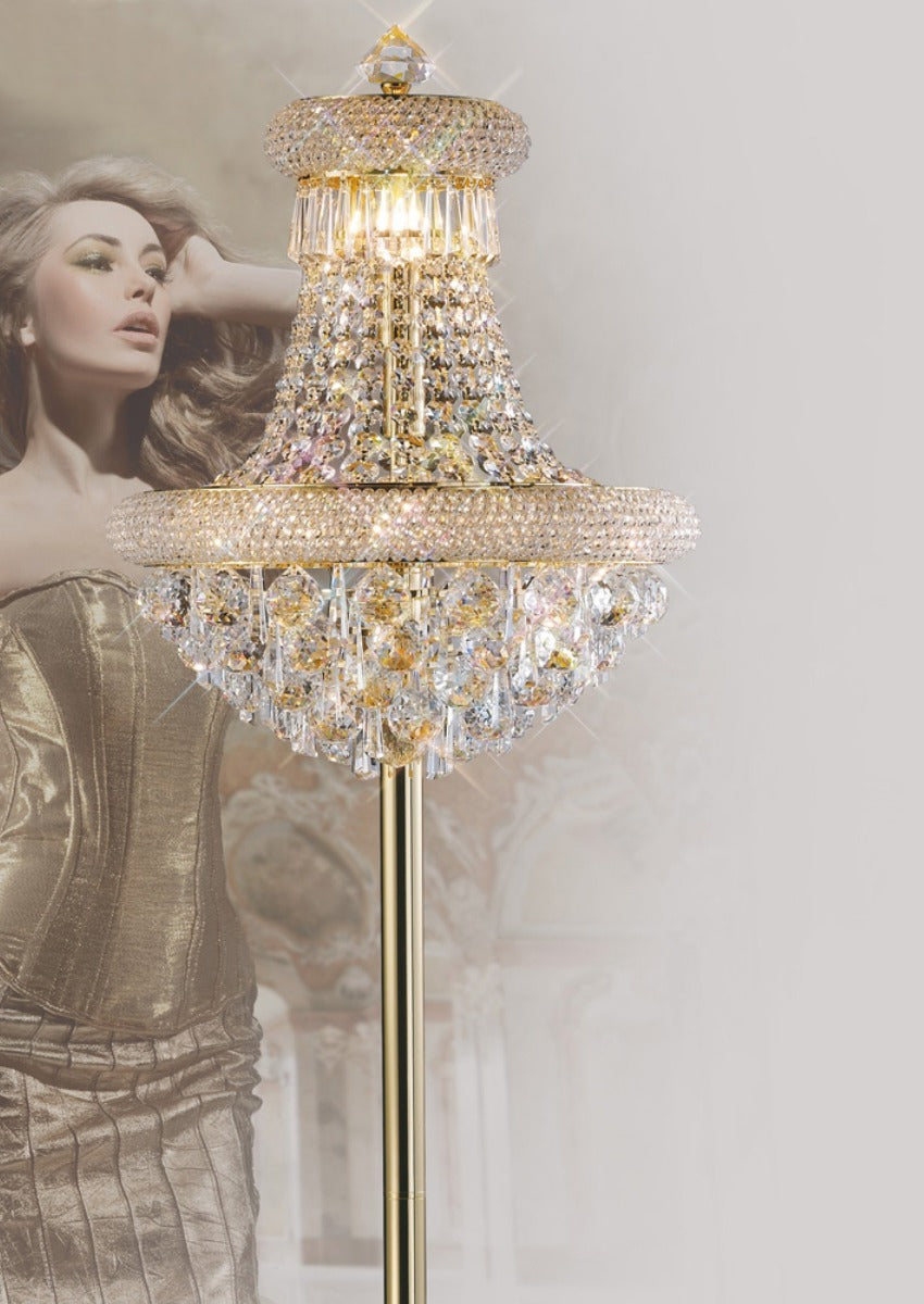 Diyas Alexandra 6 Light Floor Lamp in Gold with Crystal