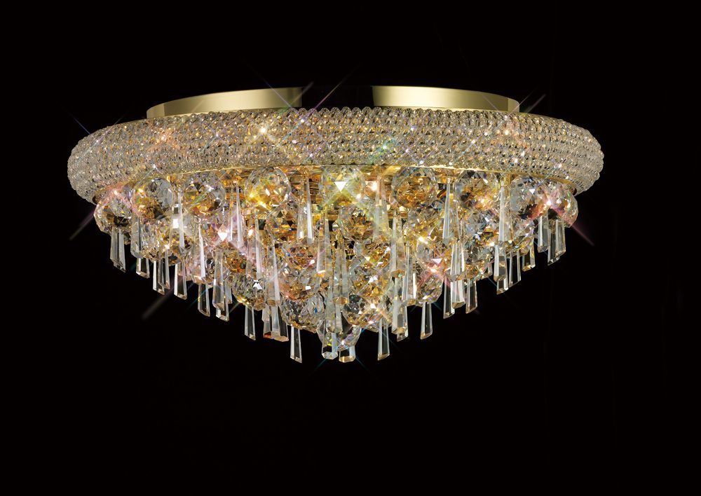 Diyas Alexandra 7 Light Ceiling Light in Gold with Crystal