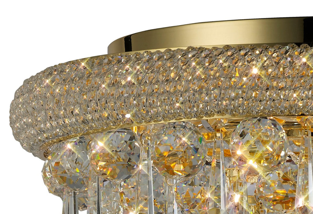 Diyas Alexandra 7 Light Ceiling Light in Gold with Crystal