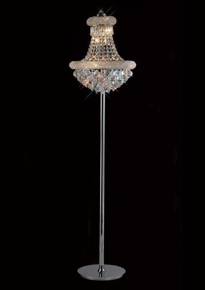 Diyas Alexandra 8 Light Floor Lamp in Polished Chrome with Crystal