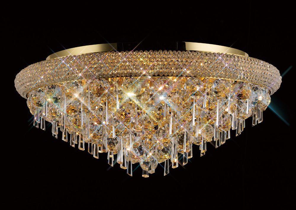 Diyas Alexandra 9 Light Ceiling Light in Gold with Crystal