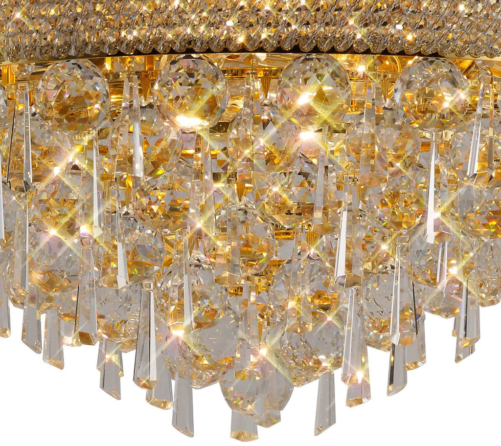 Diyas Alexandra 9 Light Ceiling Light in Gold with Crystal