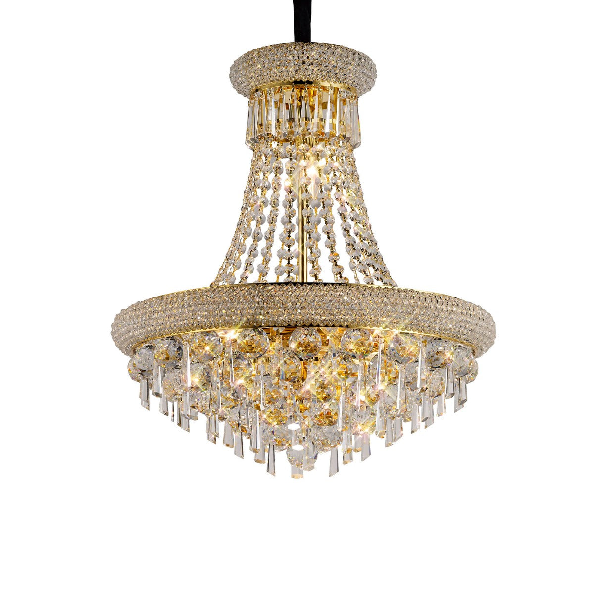 Diyas Alexandra 9 Light Pendant Light in Gold with Crystal