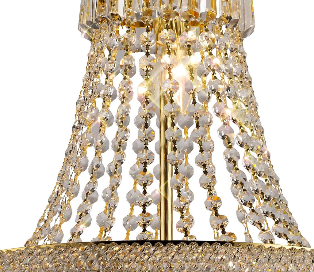 Diyas Alexandra 9 Light Pendant Light in Gold with Crystal