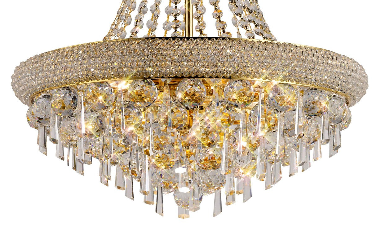 Diyas Alexandra 9 Light Pendant Light in Gold with Crystal