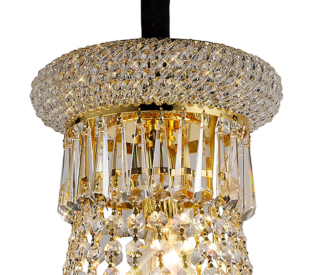 Diyas Alexandra 9 Light Pendant Light in Gold with Crystal