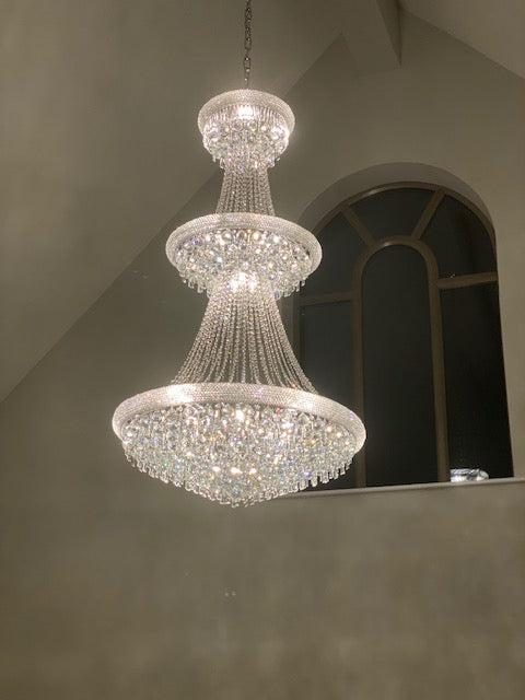 Diyas Alexandra 37 Light 3 Tier Pendant Light in Polished Chrome with Crystal