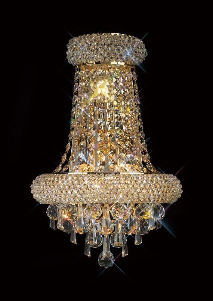 Diyas Alexandra Large 3 Light Wall Light in Gold with Crystal