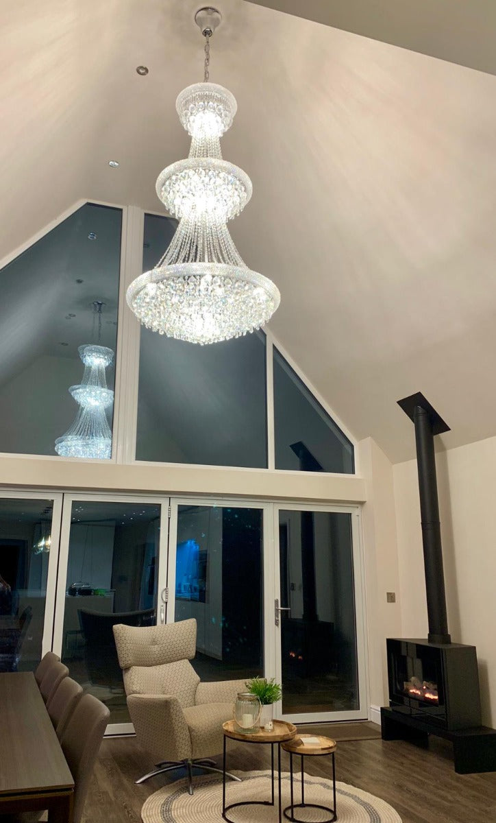 Diyas Alexandra 29 Light 3 Tier Pendant Light in Polished Chrome with Crystal