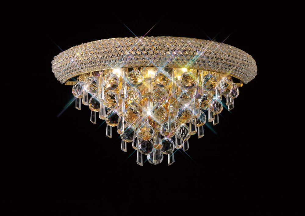 Diyas Alexandra Medium 3 Light Wall Light in Gold with Crystal