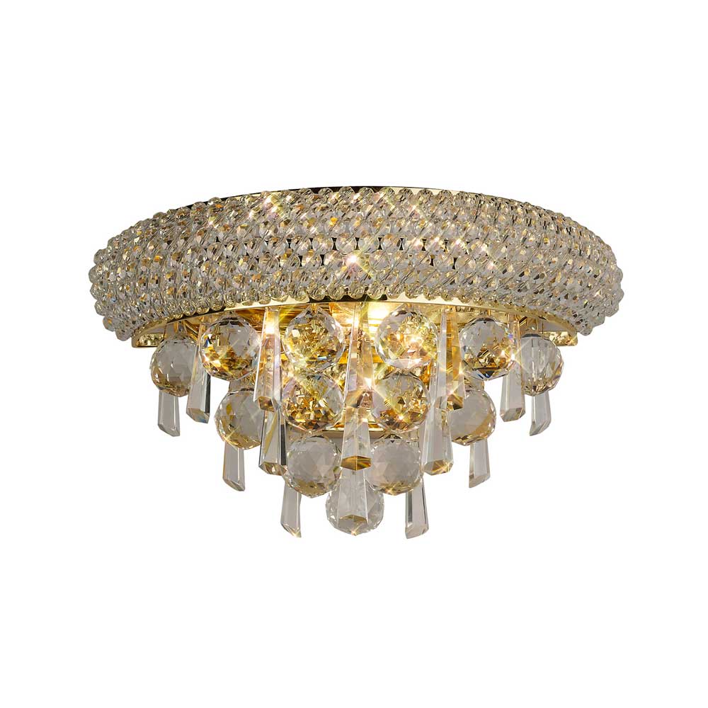 Diyas Alexandra Small 2 Light Wall Light in Gold with Crystal