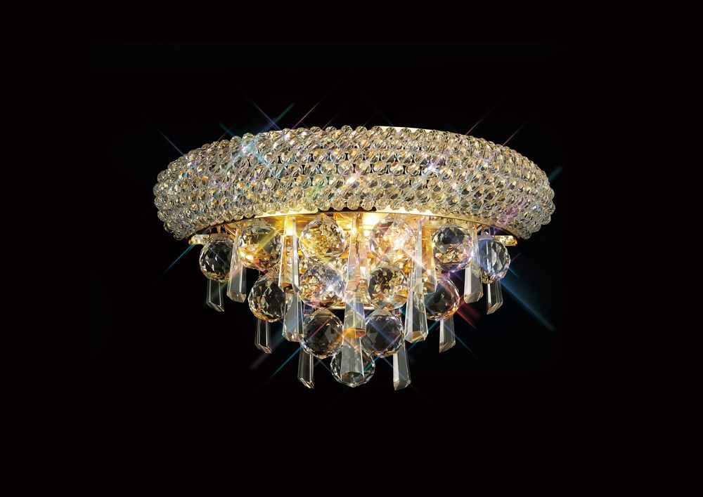 Diyas Alexandra Small 2 Light Wall Light in Gold with Crystal