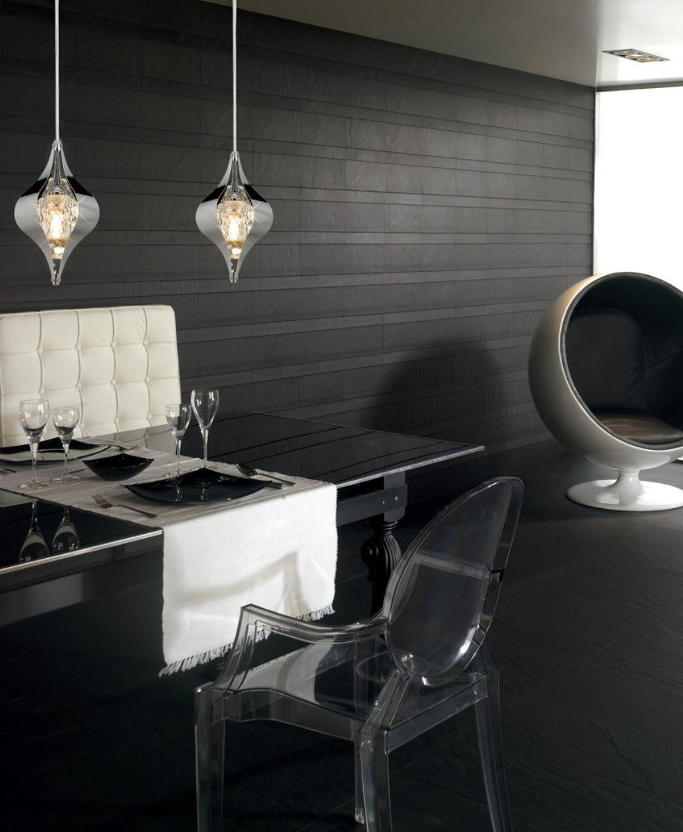 Diyas Amano 1 Light Pendant Light in Polished Chrome with Crystal