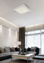 Diyas Amelia Flush Ceiling Light in Stainless Steel with Crystal
