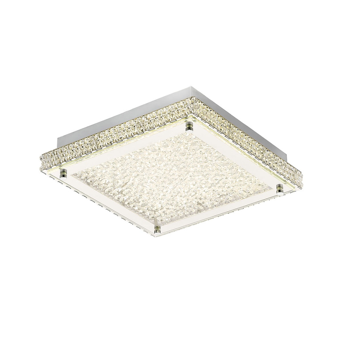 Diyas Amelia Small Flush Ceiling Light in Stainless Steel with Crystal