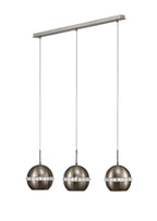 Diyas Andrea 3 Light Linear Pendant Light in Satin Nickel with Crystal
