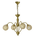 Diyas Apollo 4 Light Pendant Light in Satin Brass with Crystal