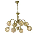 Diyas Apollo 8 Light Pendant Light in Satin Brass with Crystal