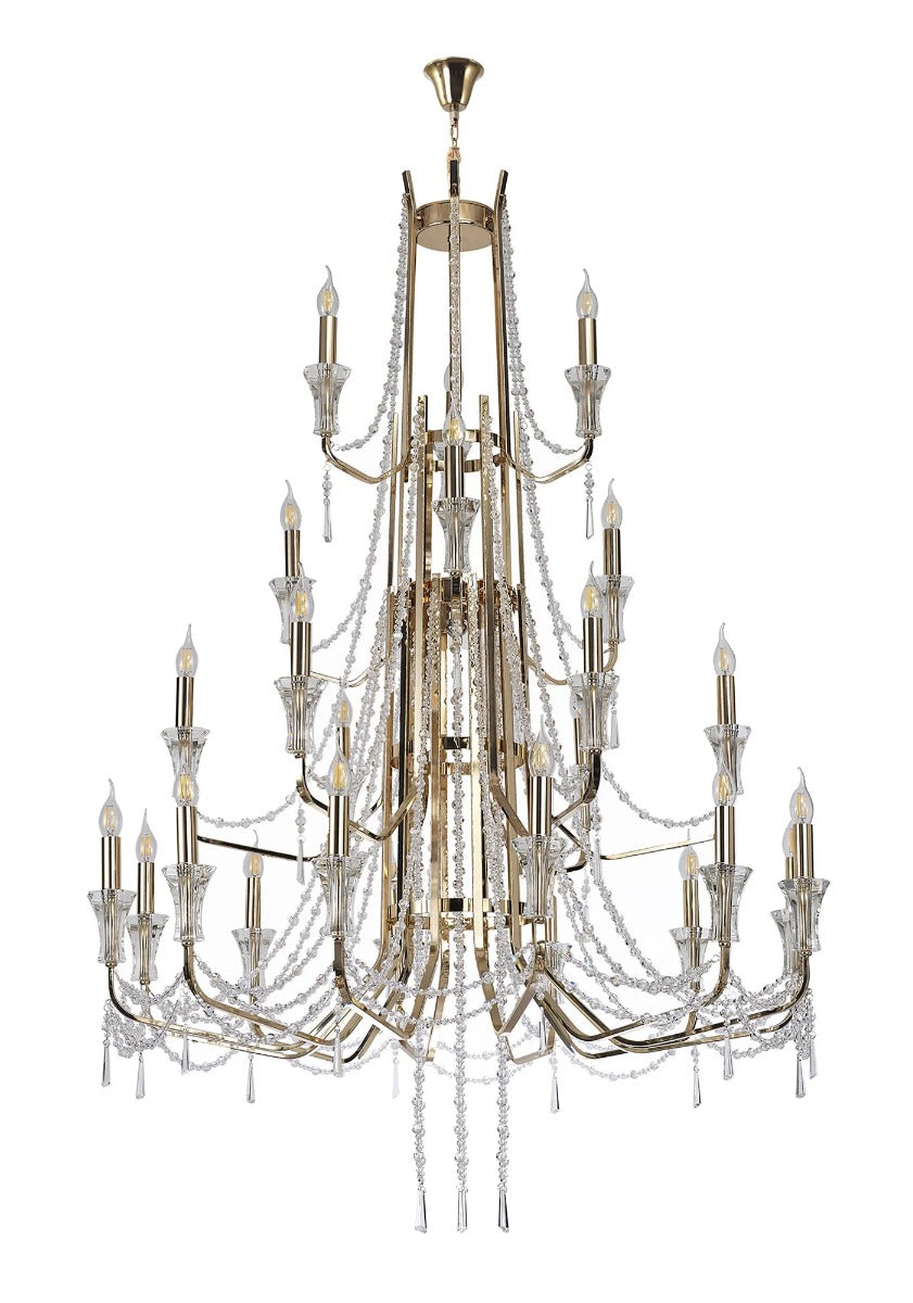 Diyas Armand 12+6+3+3 Light Pendant Light in French Gold
