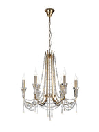 Diyas Armand 6 Light Pendant Light in French Gold with Crystal