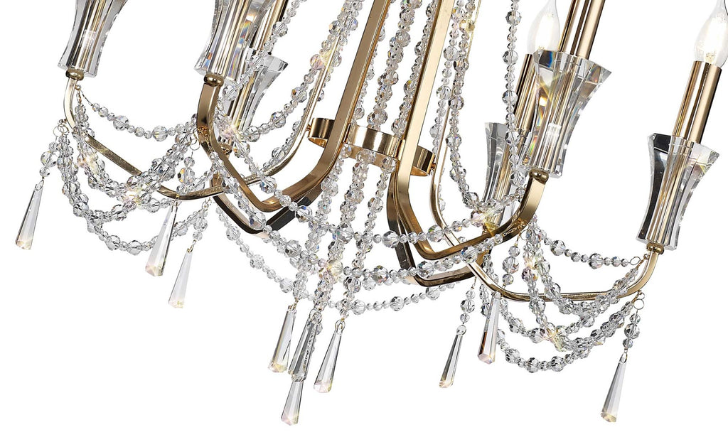 Diyas Armand 6 Light Pendant Light in French Gold with Crystal