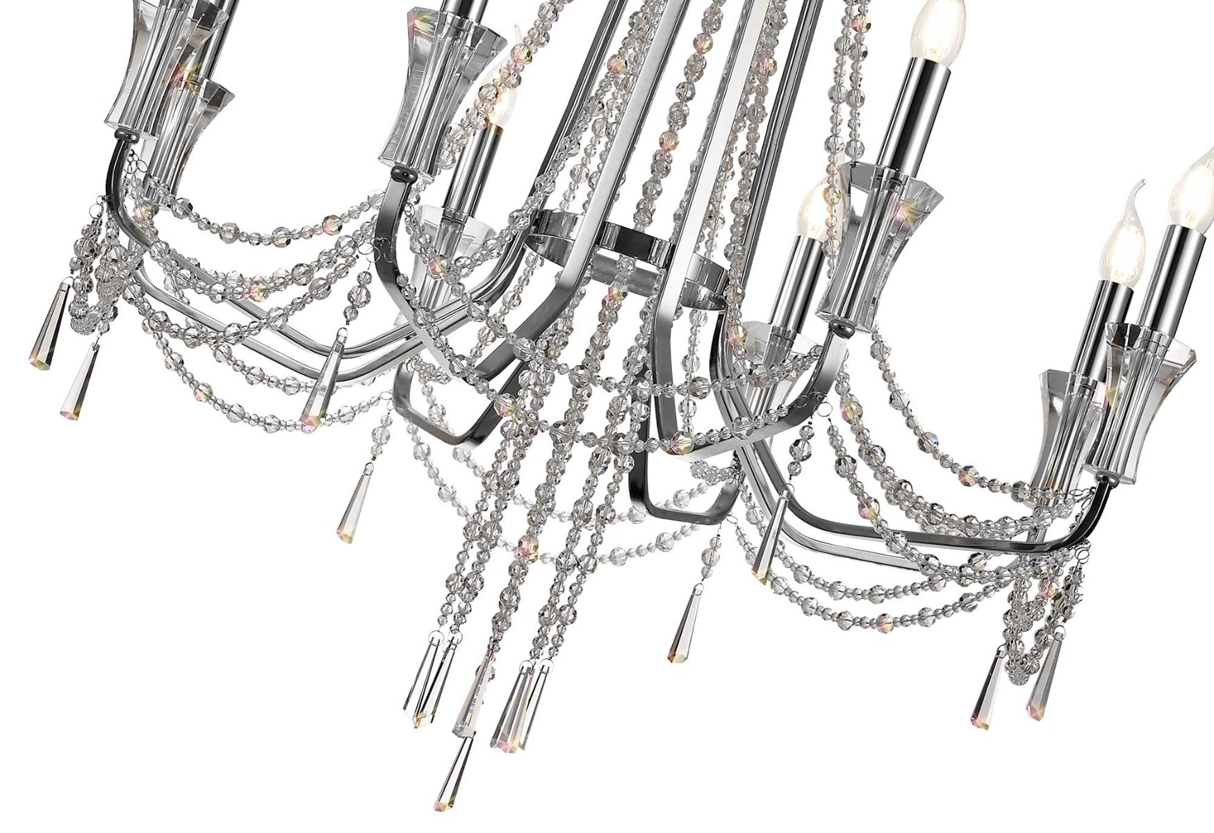 Diyas Armand 8 Light Pendant Light in Polished Chrome with Crystal