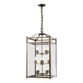 Diyas Aston 12 Light Pendant Light in Antique Brass with Glass