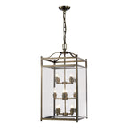 Diyas Aston 12 Light Pendant Light in Antique Brass with Glass