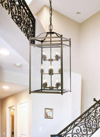 Diyas Aston 12 Light Pendant Light in Antique Brass with Glass