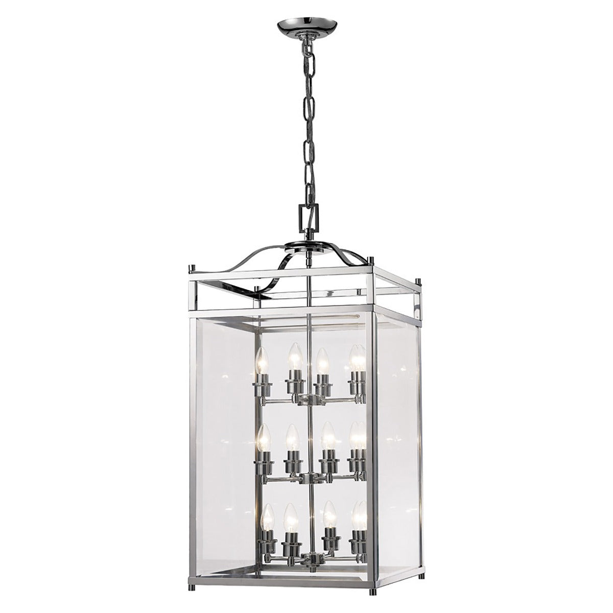 Diyas Aston 12 Light Pendant Light in Polished Chrome with Glass