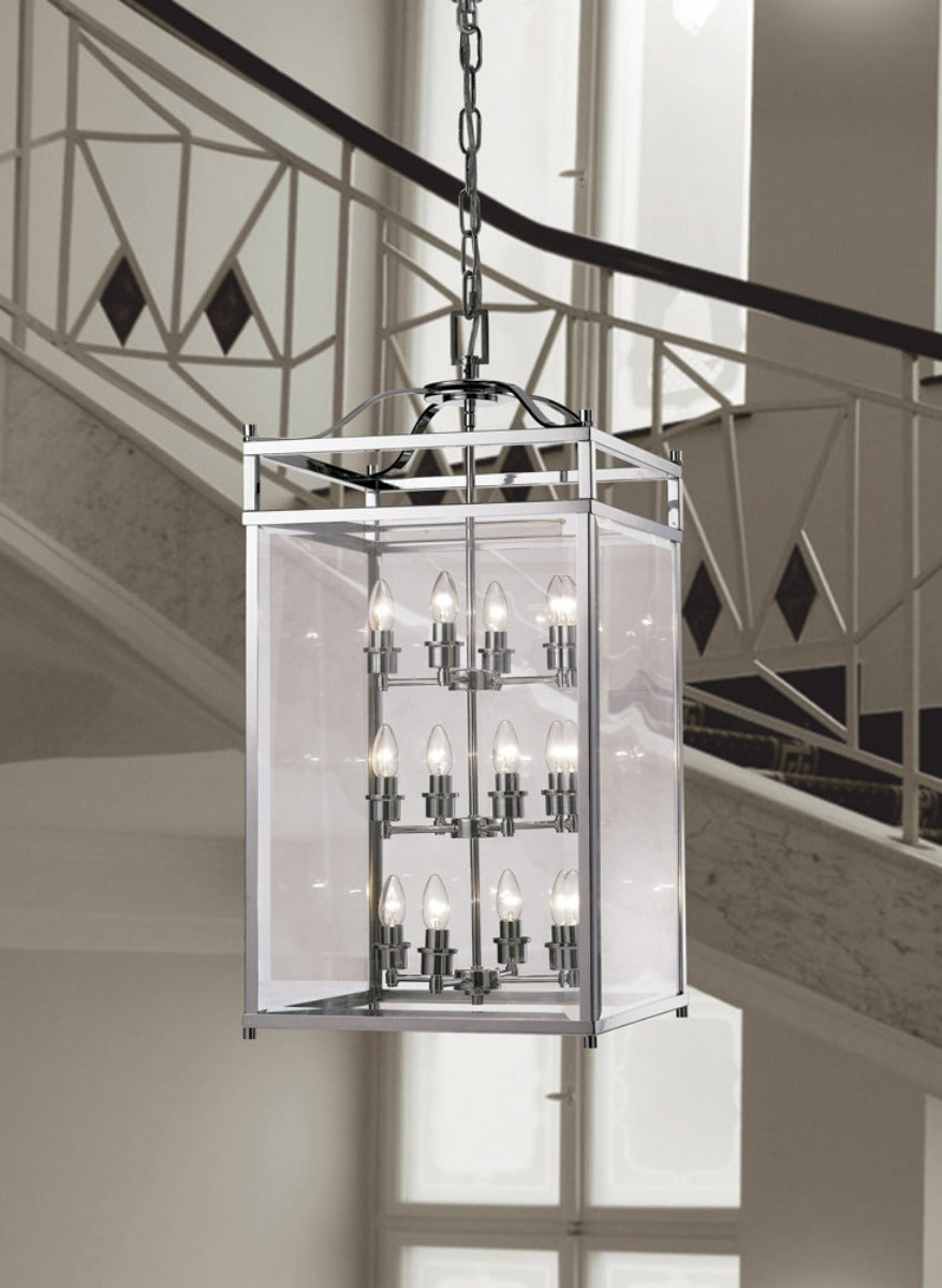 Diyas Aston 12 Light Pendant Light in Polished Chrome with Glass