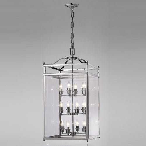 Diyas Aston 12 Light Pendant Light in Polished Chrome with Glass
