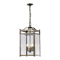 Diyas Aston 3 Light Pendant Light in Antique Brass with Glass