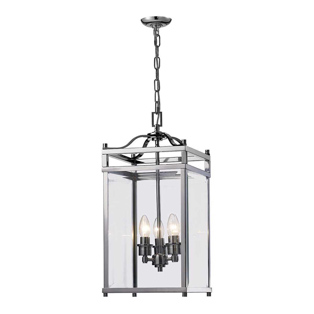 Diyas Aston 3 Light Pendant Light in Polished Chrome with Glass