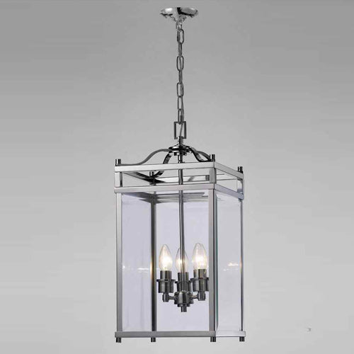 Diyas Aston 3 Light Pendant Light in Polished Chrome with Glass