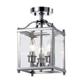 Diyas Aston 3 Light Semi Flush Ceiling Light in Polished Chrome with Glass