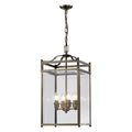 Diyas Aston 4 Light Pendant Light in Antique Brass with Glass