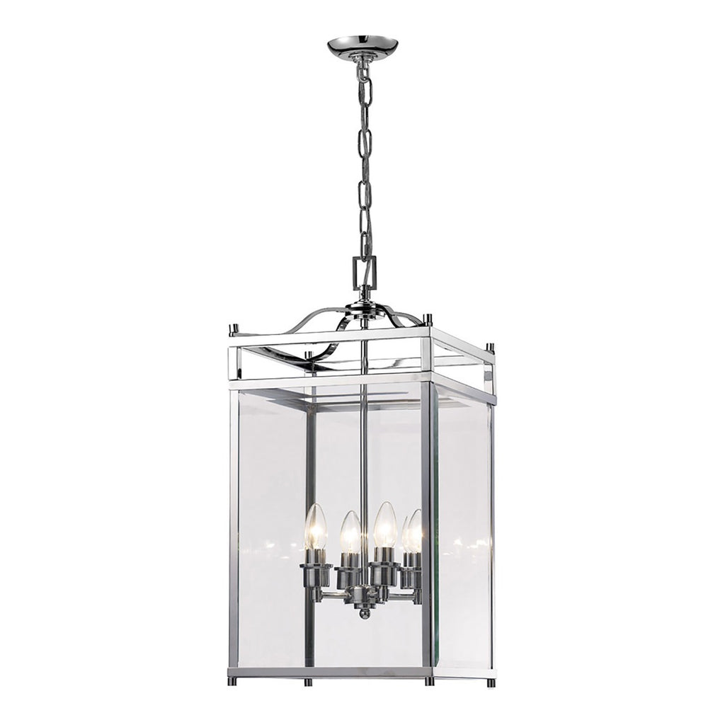 Diyas Aston 4 Light Pendant Light in Polished Chrome with Glass