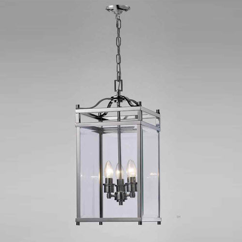Diyas Aston 4 Light Pendant Light in Polished Chrome with Glass