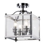Diyas Aston 4 Light Semi Flush Ceiling Light in Polished Chrome with Glass
