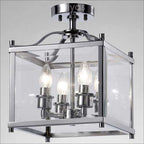 Diyas Aston 4 Light Semi Flush Ceiling Light in Polished Chrome with Glass