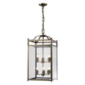 Diyas Aston 6 Light Pendant Light in Antique Brass with Glass